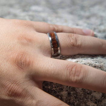Wood and Sterling Silver Ring for Men • Projekt-M